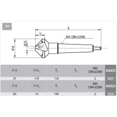 Pogł. stożkowy DIN-335-D 37 HSS MK2
